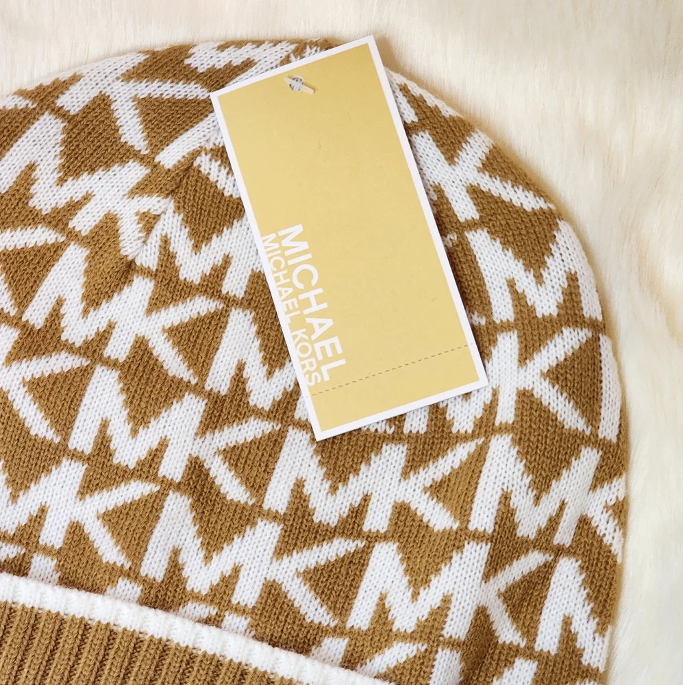 Michael Kors Women's Bordered Logo Cuff Beanie